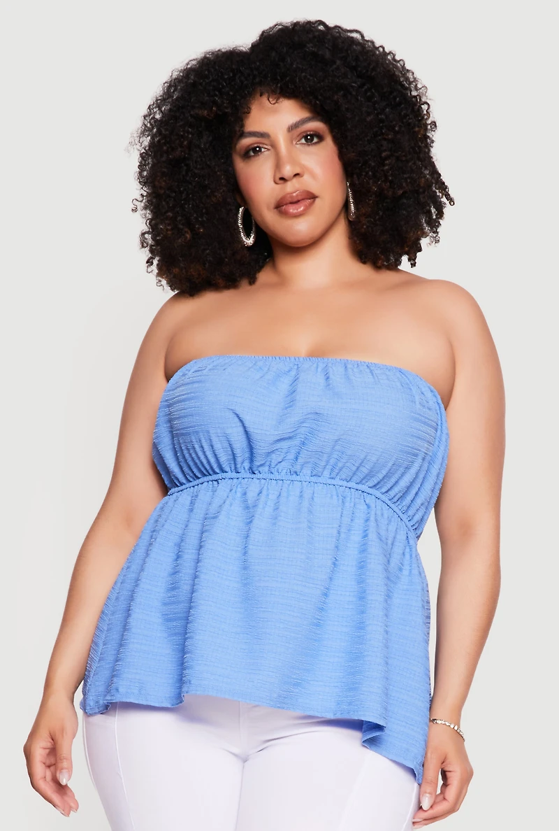 Plus Textured Knit Tube Top