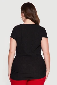 Plus Textured Knit Ruched Top