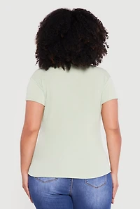 Plus Ribbed Knit V Neck Tee