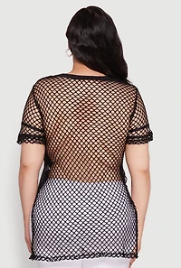 Womens Plus Fishnet New York Graphic Tee, 2X
