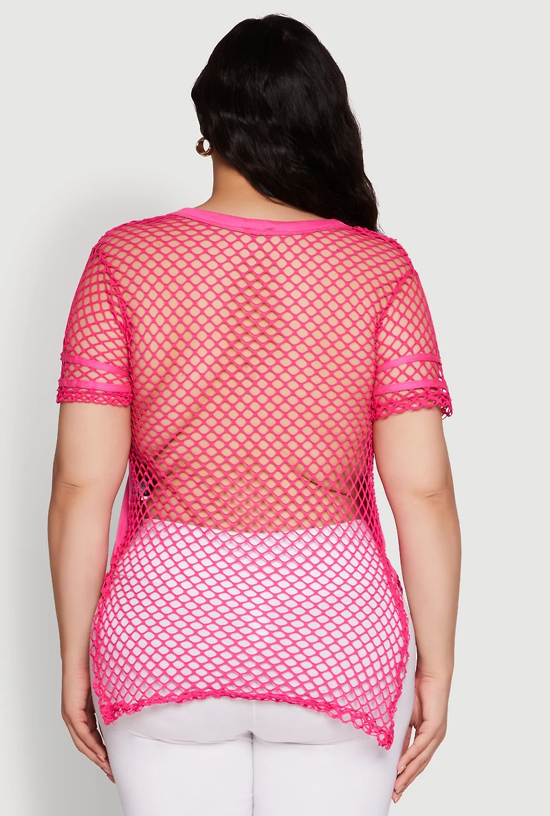 Womens Plus Fishnet New York Graphic Tee, 2X