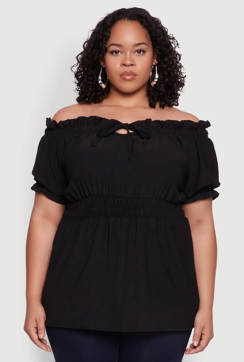 Plus Off the Shoulder Peplum Top