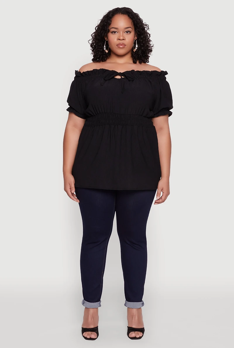 Plus Off the Shoulder Peplum Top
