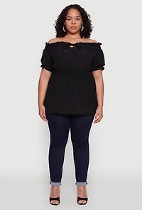 Plus Off the Shoulder Peplum Top