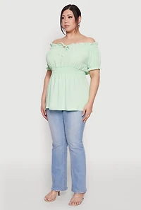 Womens Plus Off the Shoulder Peplum Top,