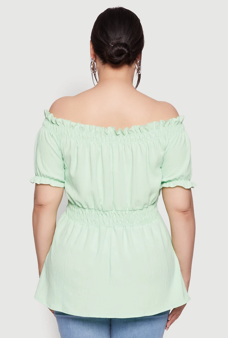 Womens Plus Off the Shoulder Peplum Top,
