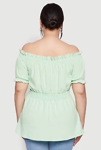 Womens Plus Off the Shoulder Peplum Top,