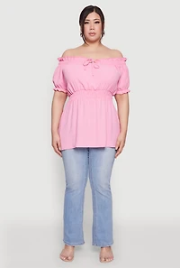 Womens Plus Off the Shoulder Peplum Top, 1X