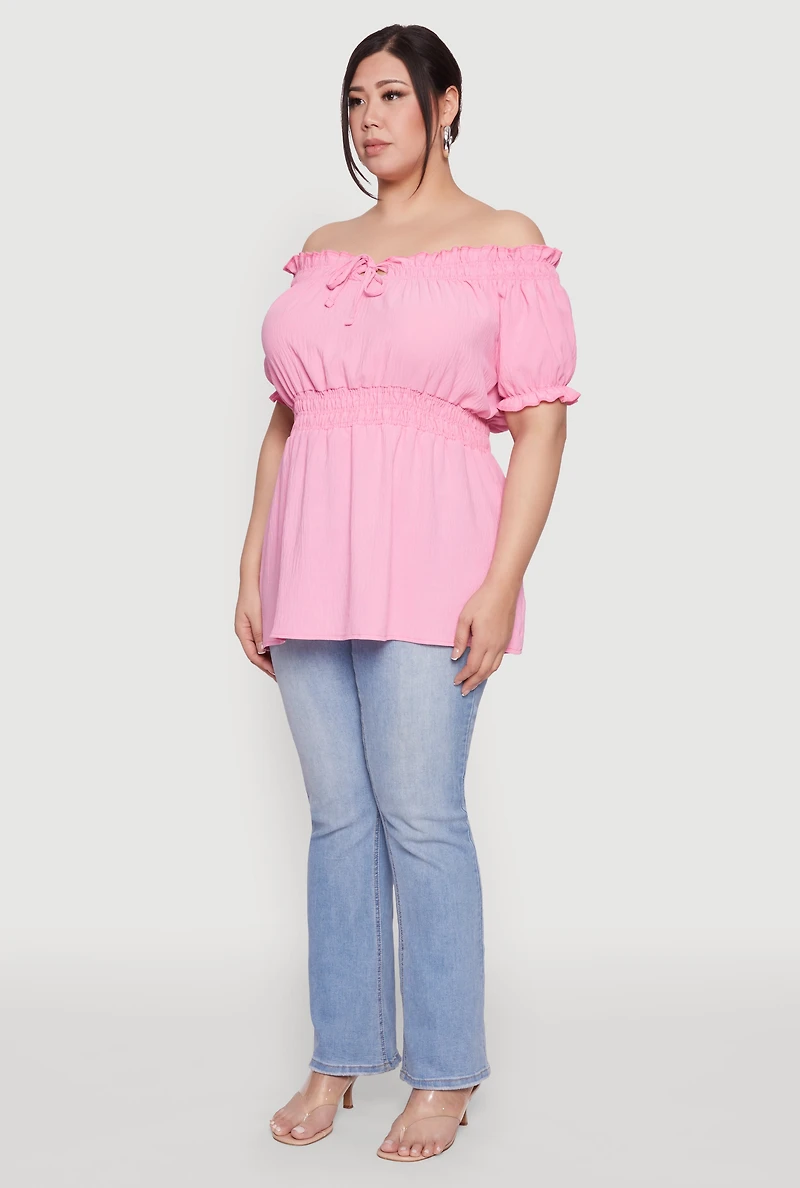 Womens Plus Off the Shoulder Peplum Top, 1X