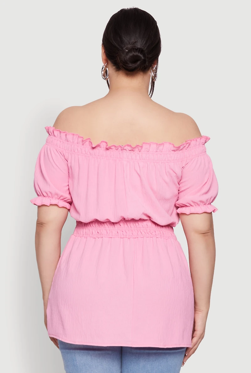 Womens Plus Off the Shoulder Peplum Top, 1X