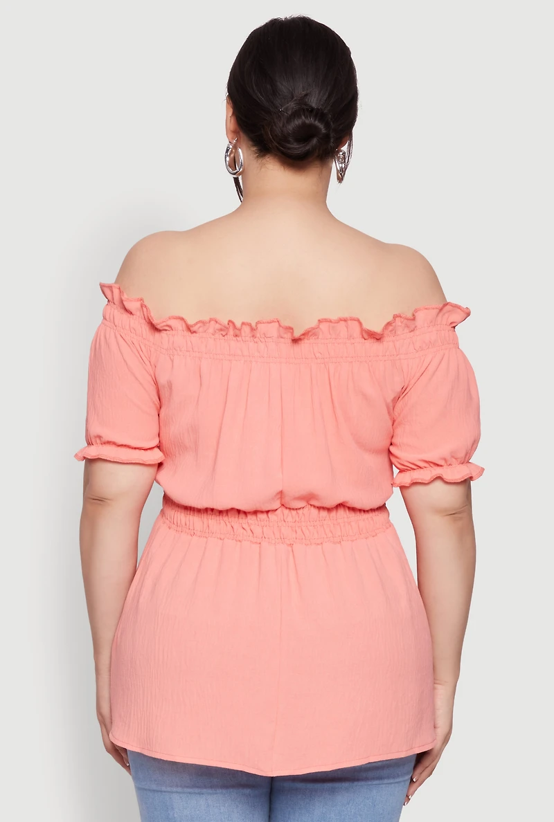 Womens Plus Off the Shoulder Peplum Top, 2X