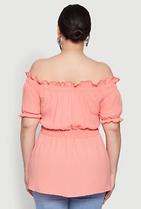 Womens Plus Off the Shoulder Peplum Top, 2X