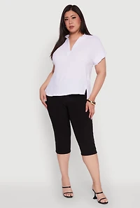 Plus Chic Crepe Knit Side Slit Blouse