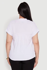 Plus Chic Crepe Knit Side Slit Blouse