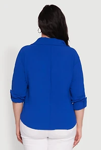 Womens Plus Crepe Knit Classic Long Sleeve Shirt,