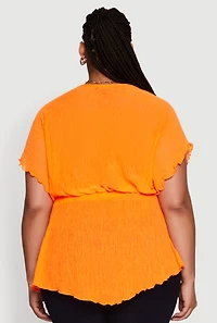 Womens Plus Dolman Sleeve Lettuce Edge Blouse,