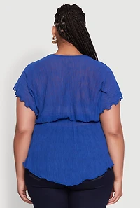 Womens Plus Dolman Sleeve Lettuce Edge Blouse, 2X