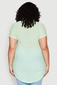 Womens Plus Sheer Short Sleeve Tunic Top, 2X
