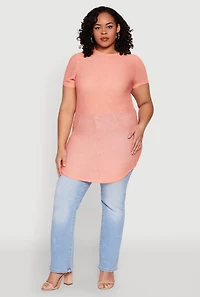 Plus Sheer Short Sleeve Tunic Top