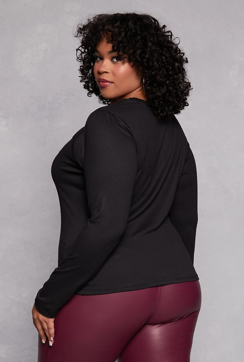 Plus Cut Out Zip Front Top