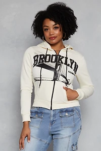 Plus Brooklyn Graphic Zip Front Hoodie