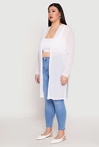 Womens Plus Size Mesh Duster, White, Size 3X