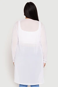 Womens Plus Size Mesh Duster, White, Size 3X