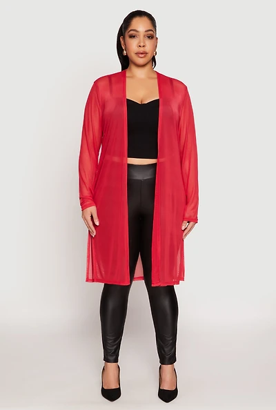 Womens Plus Mesh Duster,