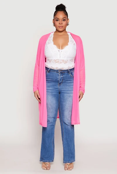 Womens Plus Mesh Duster,