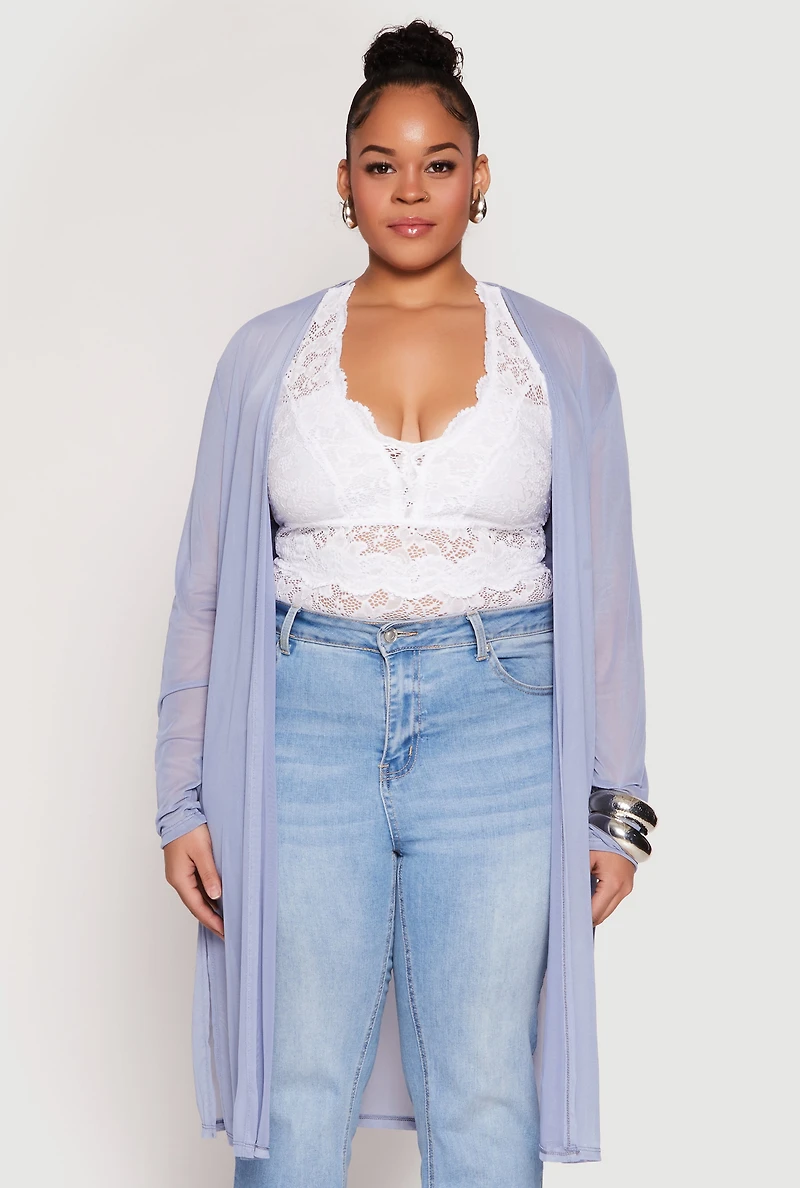 Womens Plus Mesh Duster,
