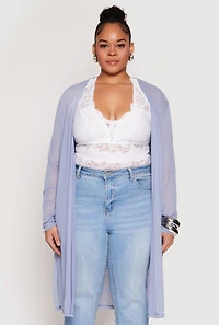 Womens Plus Mesh Duster,