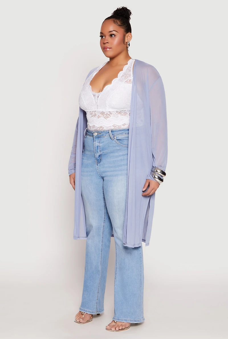 Womens Plus Mesh Duster,