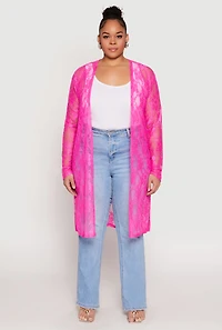 Womens Plus Lace Duster, Pink,