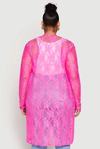Womens Plus Lace Duster, Pink,
