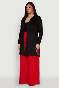 Womens Plus Soft Knit Long Sleeve Duster,