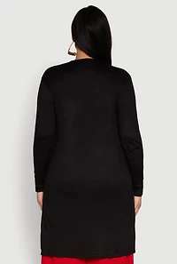 Womens Plus Soft Knit Long Sleeve Duster,