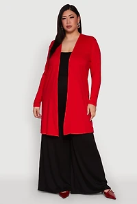 Plus Soft Knit Long Sleeve Duster