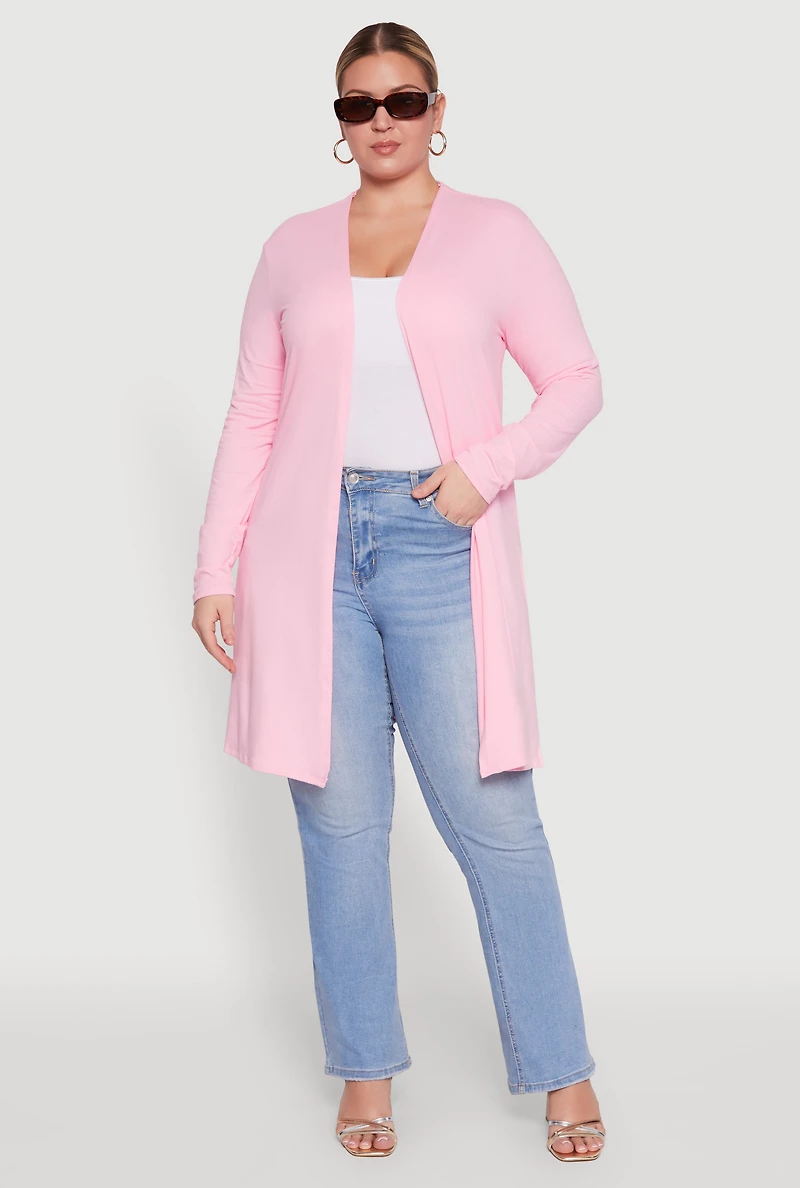 Plus Soft Knit Long Sleeve Duster