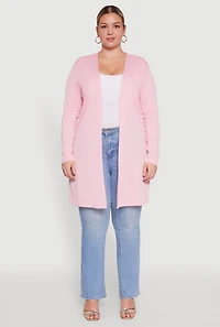 Plus Rib Knit Long Sleeve Duster