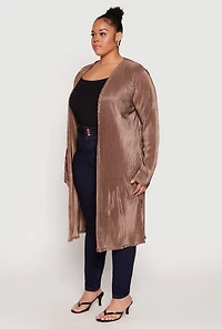 Womens Plus Size Plisse Duster, Brown, Size 1X