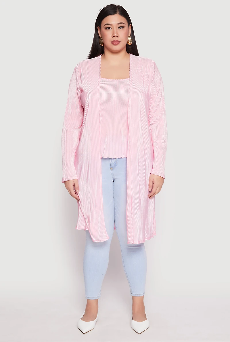 Womens Plus Plisse Duster, 1X