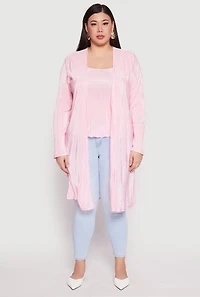 Womens Plus Plisse Duster, 1X