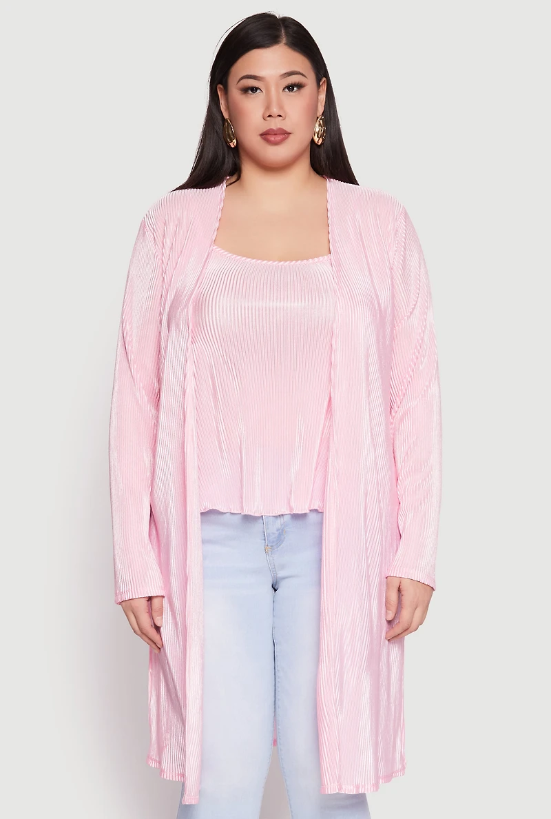 Womens Plus Plisse Duster, 1X