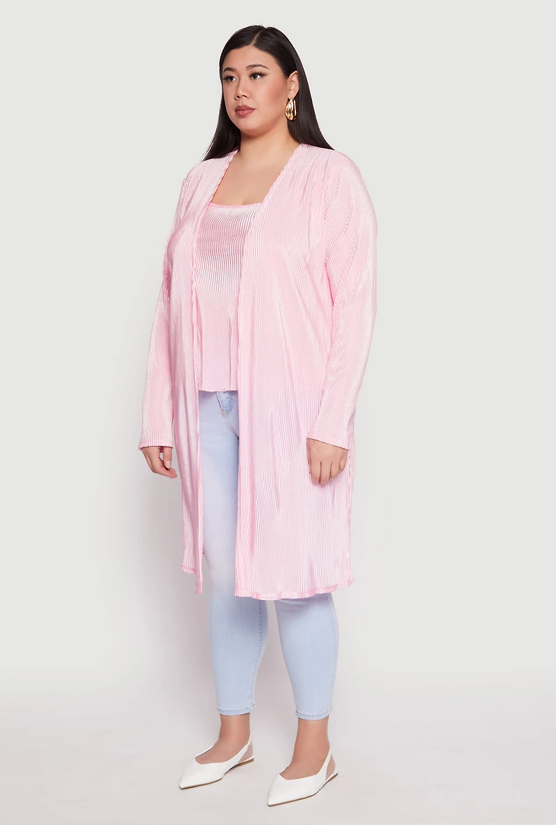 Womens Plus Plisse Duster, 1X