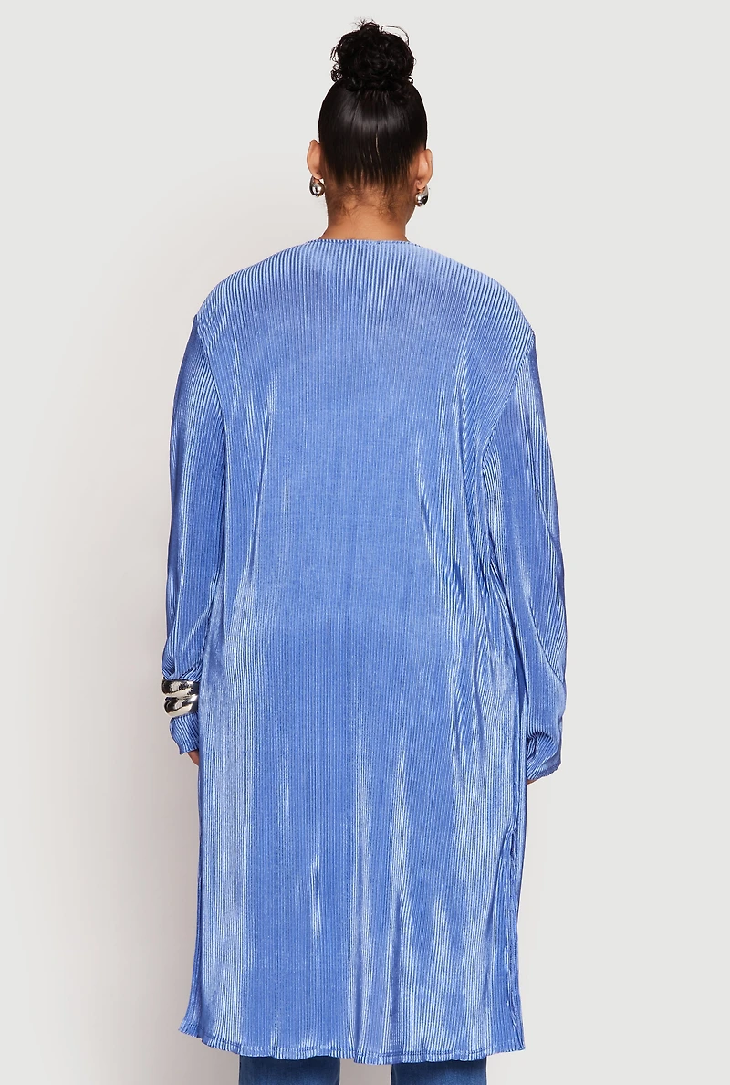 Womens Plus Plisse Duster,