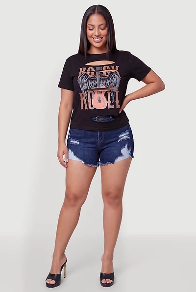 Plus Laser Cut Rock and Roll Graphic Tee