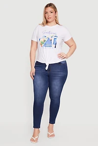 Plus Santorini Greece Knot Front Graphic Tee