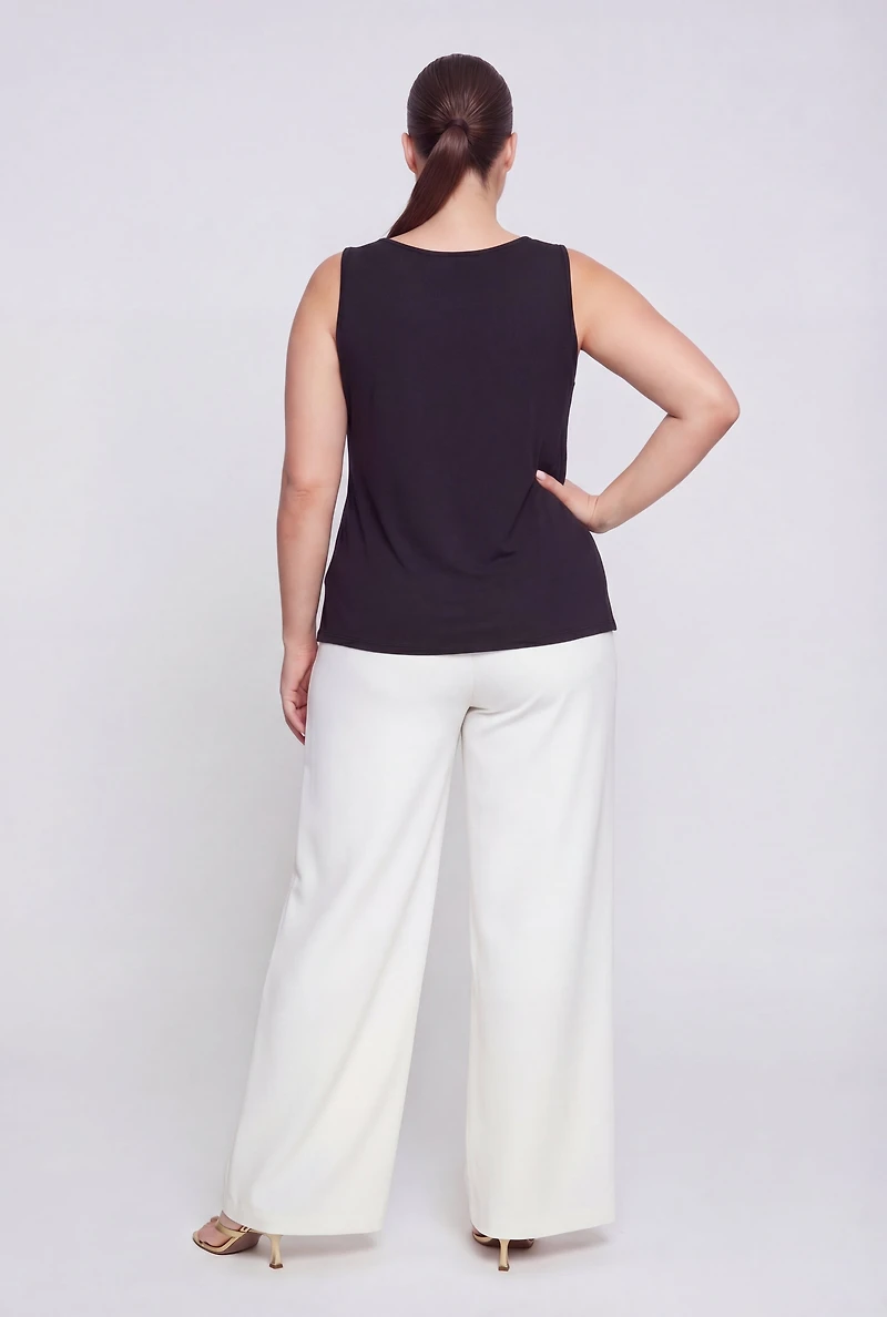 Plus Scoop Neck Grommet Detail Top