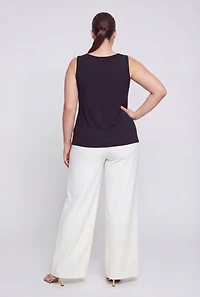 Plus Scoop Neck Grommet Detail Top