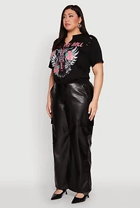 Womens Plus Rock And Roll Guitar Rose Graphic Top,